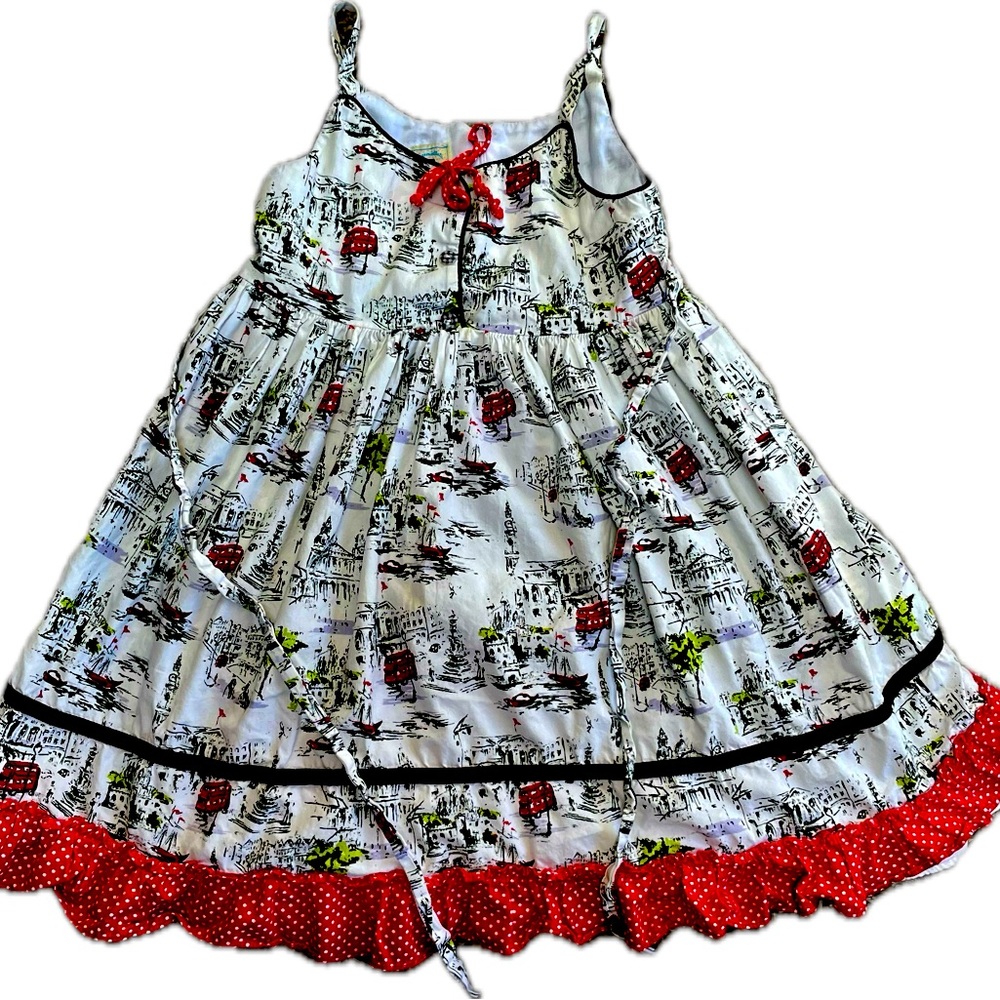 Girls marmellata London England British print dress 6X lined